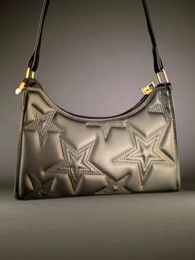Black Star-Embossed Shoulder Bag